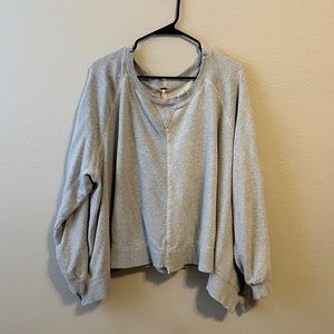Free People Rework It & Reverse It Sweatshirt - Gray Size Large